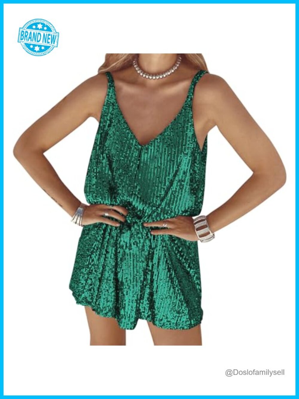 Women's Sequin Mini Dress Sleeveless Deep V-Neck Party Club Night Out